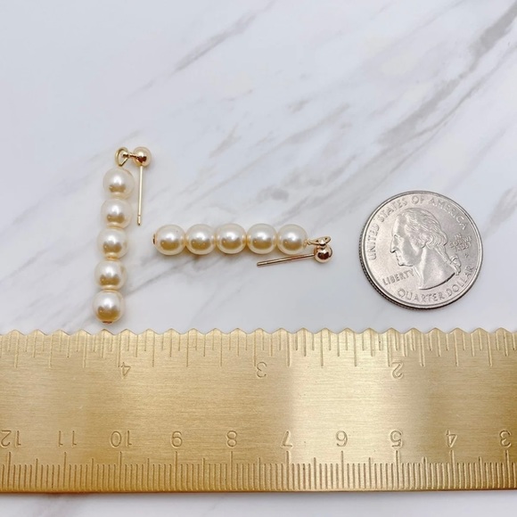 Pearl bar dangle earrings - Picture 6 of 6